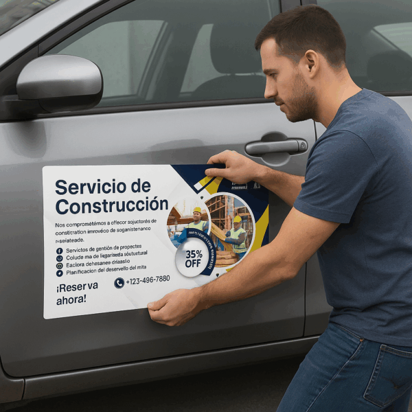 mán para auto personalizado con logo y publicidad, promoción de negocios en vehículos