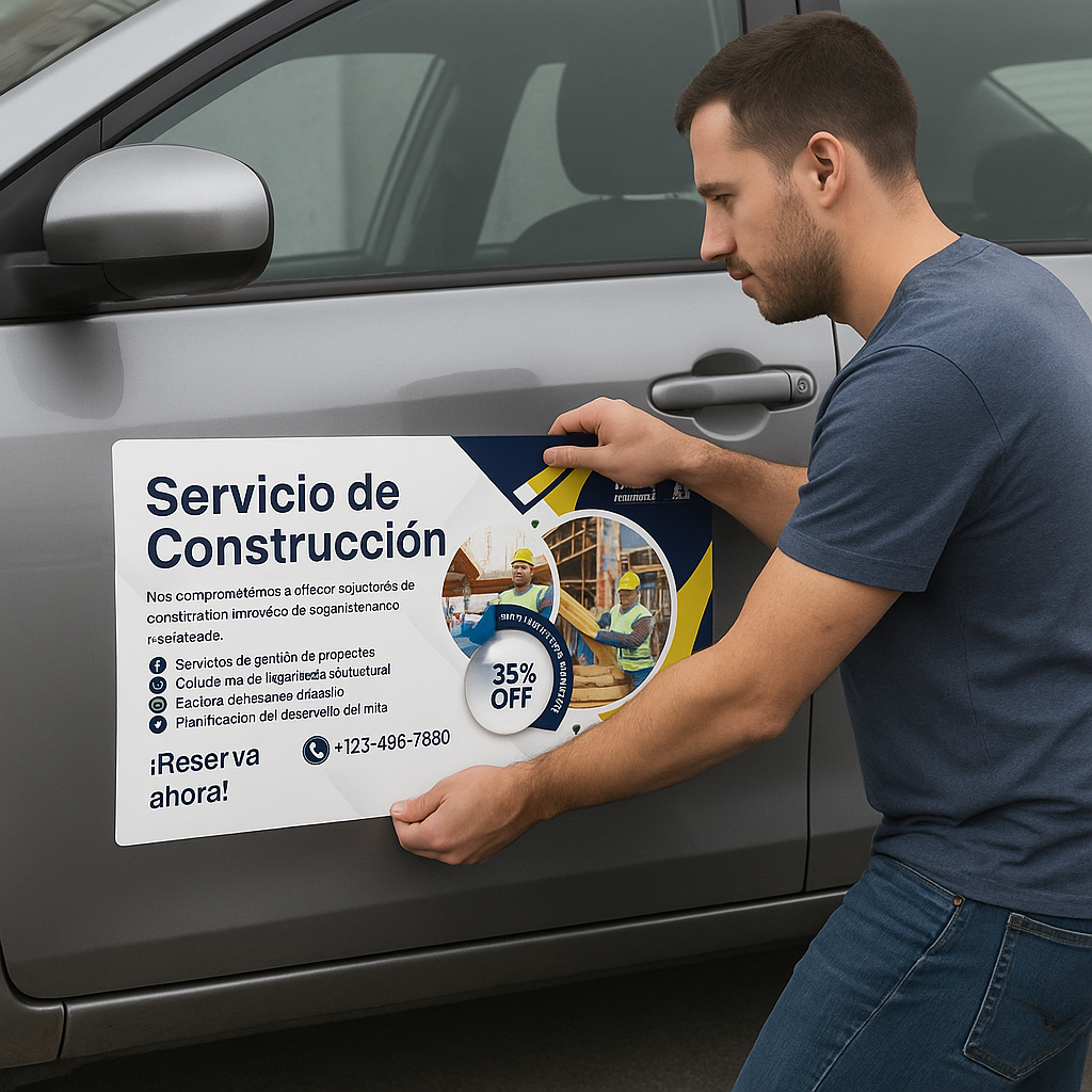 mán para auto personalizado con logo y publicidad, promoción de negocios en vehículos