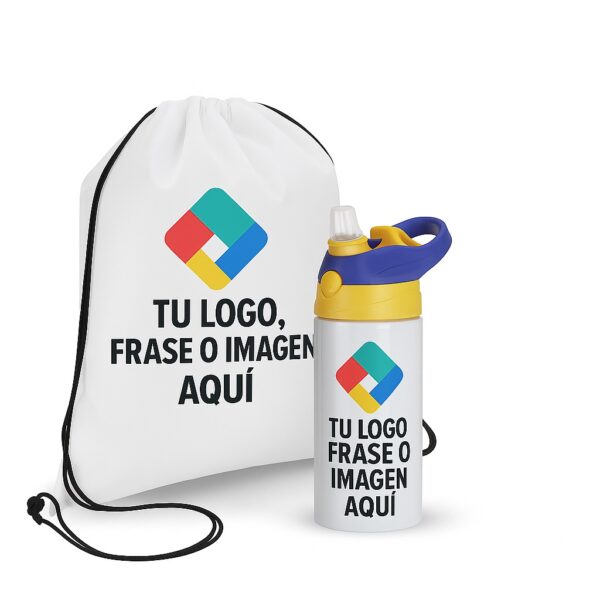 Pack Personalizado Mochila Y Botella Para Niño Regalo Blanco