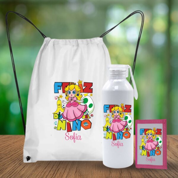 Combo Mochila, Botella Y Billetera Personalizada Blanco