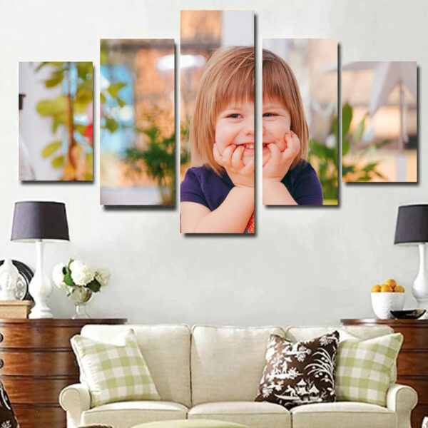 Cuadro 5 Piezas 120x60 Personalizado Familia Paisaje Foto Blanco